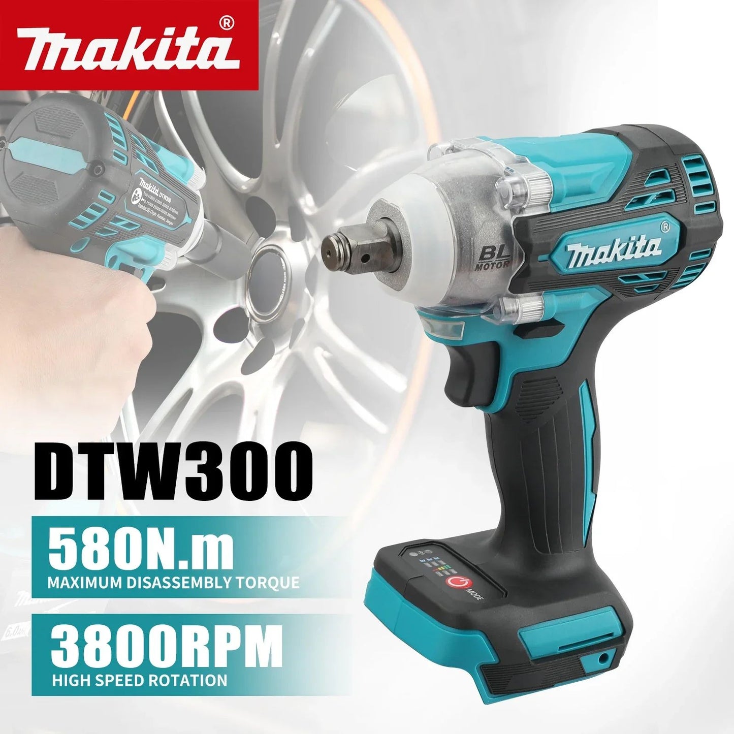 Makita DTW300 + DGA404 Combo: Chave de Impacto 18V (580Nm, 3800RPM), Esmerilhadeira Angular (680W, Disco 125mm) - Kit de Ferramentas Multiuso para Reparos