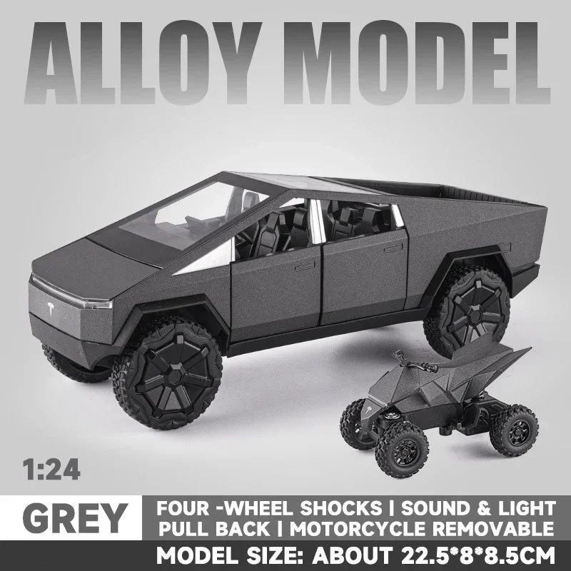 Alloy Model Carro 1:24 Diecast Miniatura Metal Picape Veículo Presente de Aniversário para Crianças Colecionáveis Van Caminhão Tesla Cybertruck Brinquedo para Meninos