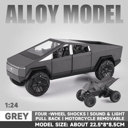 Alloy Model Carro 1:24 Diecast Miniatura Metal Picape Veículo Presente de Aniversário para Crianças Colecionáveis Van Caminhão Tesla Cybertruck Brinquedo para Meninos