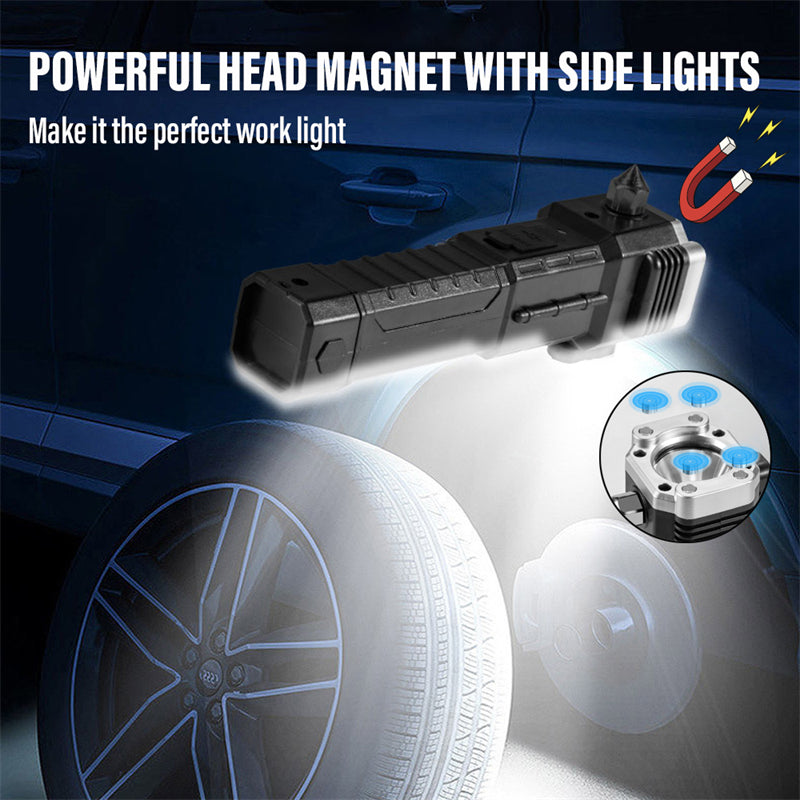 Lanterna LED com Martelo de Segurança, Luz de Trabalho, Emergência, Autossalvamento, Quebra-vidros, Recarregável USB, Tática, Lampião