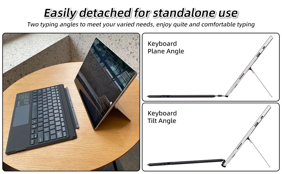 Wireless Bluetooth Keyboard For Microsoft Surface Pro 3 4 5 6 7 7+,Detachable Slim Type Cover Keyboard Trackpad For Surface Pro