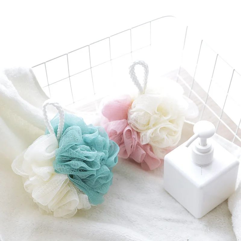 1 Pc Soft Mesh Bath Sponge Balls Cleaning Brush Shower Puff Body Cleaner Exfoliating Scrubbers Bath Flower Bathing Accessories