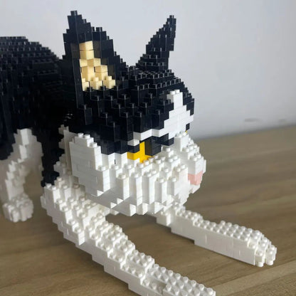 Knew Built Quatro estilos de micropartículas expressivas de blocos de montar de mini-gatos, modelos de laranja e vaca, os favoritos dos entusiastas de animais de estimação
