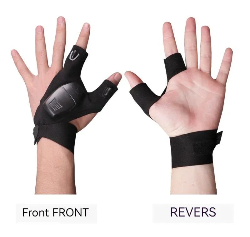 LED Flashlight Fishing Strap Fingerless Gloves Waterproof Cycling Camping Hiking Rescue Glove Lamp Lighting Gloves
