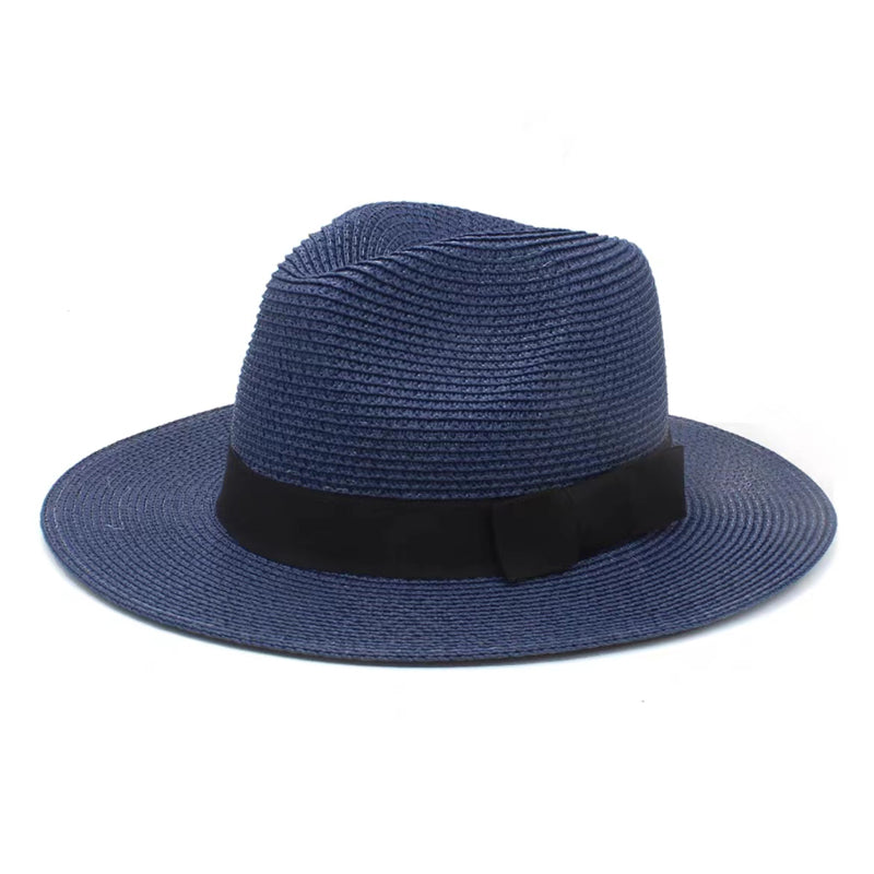 Large Size 56-58 59-60cm New Natural Panama Straw Hat Summer Men Women Wide Brim Beach UV Protection Fedora Sun Hat Wholesale