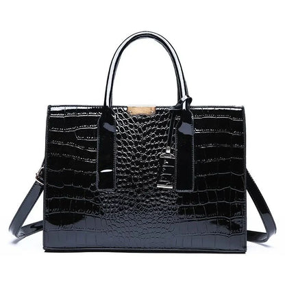 Luxury Vintage Women's Crocodile Pattern Handbag Large Capacity Tote Bag Leather Business Shoulder Bag For Female