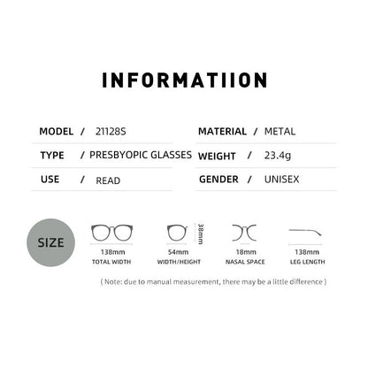 Óculos de Leitura Masculinos Retangulares de Metal com Armação Grande, Hastes Flexíveis, Óculos de Presbiopia para Idosos com Bloqueio de Luz Azul e Proteção para os Olhos
