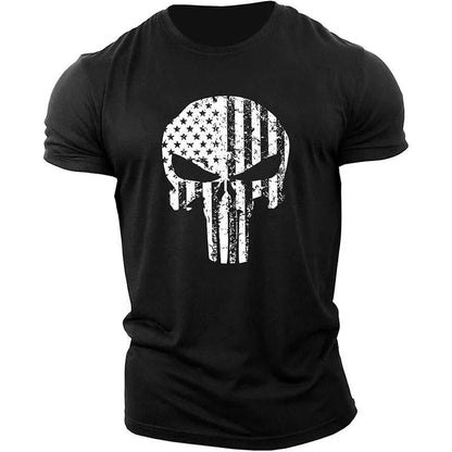 Men's 2022 Skull 3D Printing T-Shirt Men's Casual Sports T-Shirt Short Sleeve Summer New Quick Dry Tough Guy Army Green Top 6XL