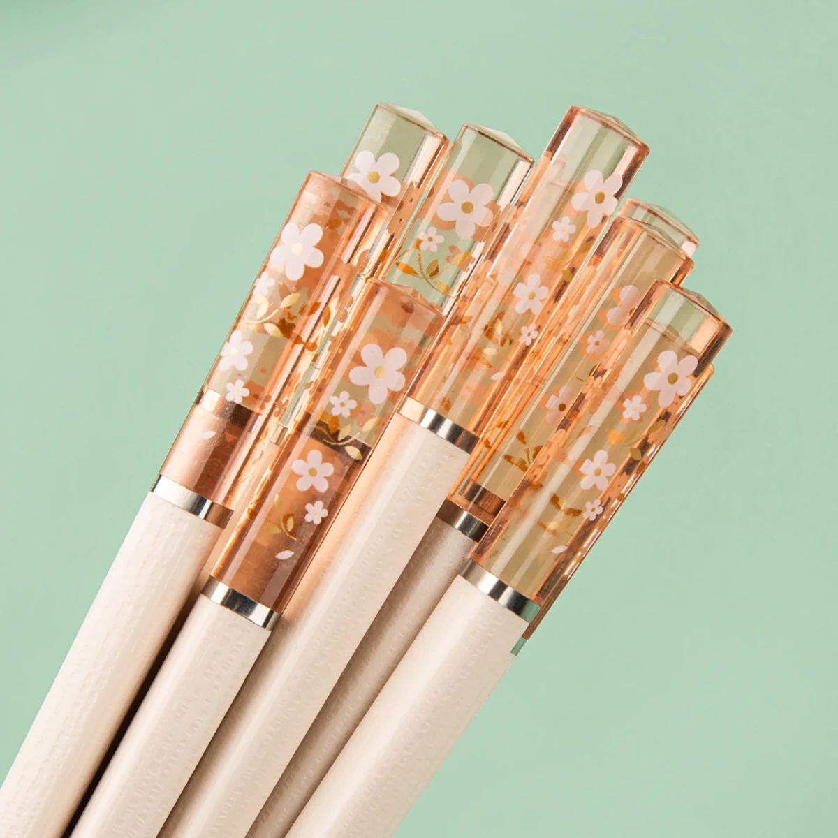 5 Pares de Hashis Sakura Âmbar Pétalas de Flor de Cerejeira Novo Padrão Antiderrapante Pauzinho de Sushi Hashis Ecológicos para Alimentos
