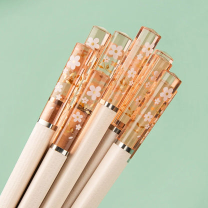 5 Pares de Hashis Sakura Âmbar Pétalas de Flor de Cerejeira Novo Padrão Antiderrapante Pauzinho de Sushi Hashis Ecológicos para Alimentos