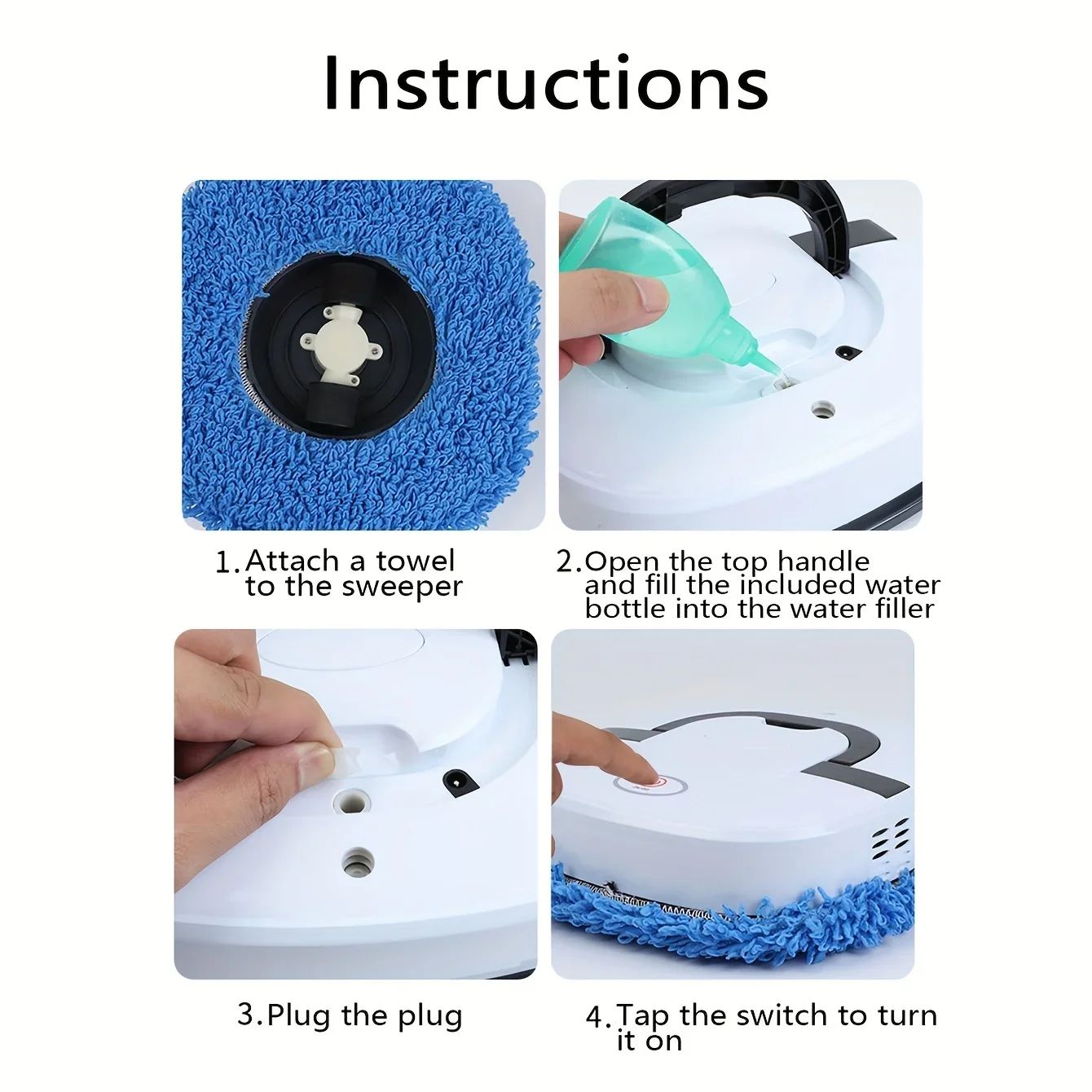 Smart Robot Vacuum & Mop Combo, Self-Charging, USB Rechargeable, Pet Hair Removal,Anti-Crash,Quiet Cleaning for Home & Apartment