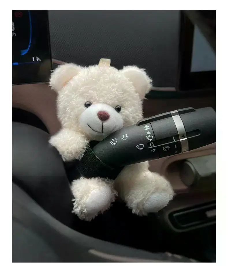 New Soft Panda Car Doll, Funny Cartoon Gear Shift Knob Cover Anti-Skid Dashboard Ornament for Automotive Interior Decor