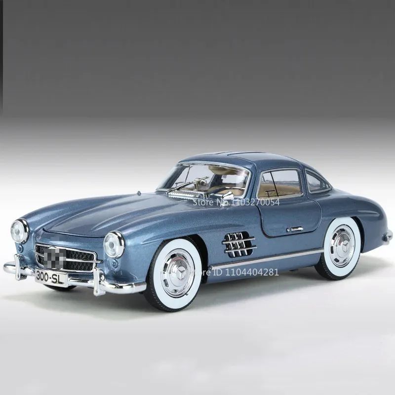 1:24 W140 300SL Toys Alloy Miniature Car Diecast Model Doors Opened Sound Light Pull Abck Rubber Tires Vehice Kid Christmas Gift