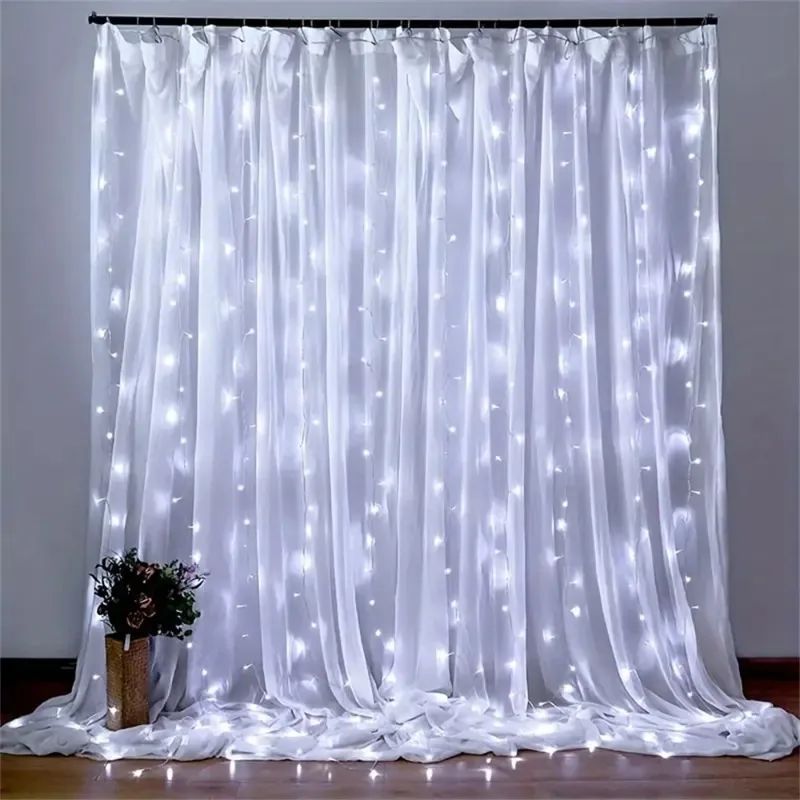 USB Curtain Lights - 8 Lighting Modes LED Fairy String Light for Christmas Halloween New Year Wedding Party Home Garden Decor