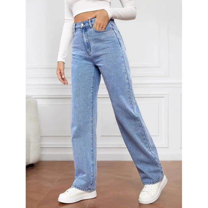 2000s Jeans Women High Waist Wide Leg Straight Y2K Jean Women's Loose Fit Denim Trousers Comfortable Plus Size Casual Pants