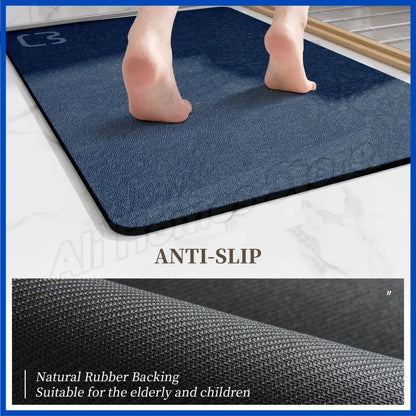 Tapete de Banho de Pedra Diatomácea Tapete de Banho de Terra Diatomácea Super Absorvente Antiderrapante 3,5MM de Espessura Tapete de Banho para Chão de Banheira