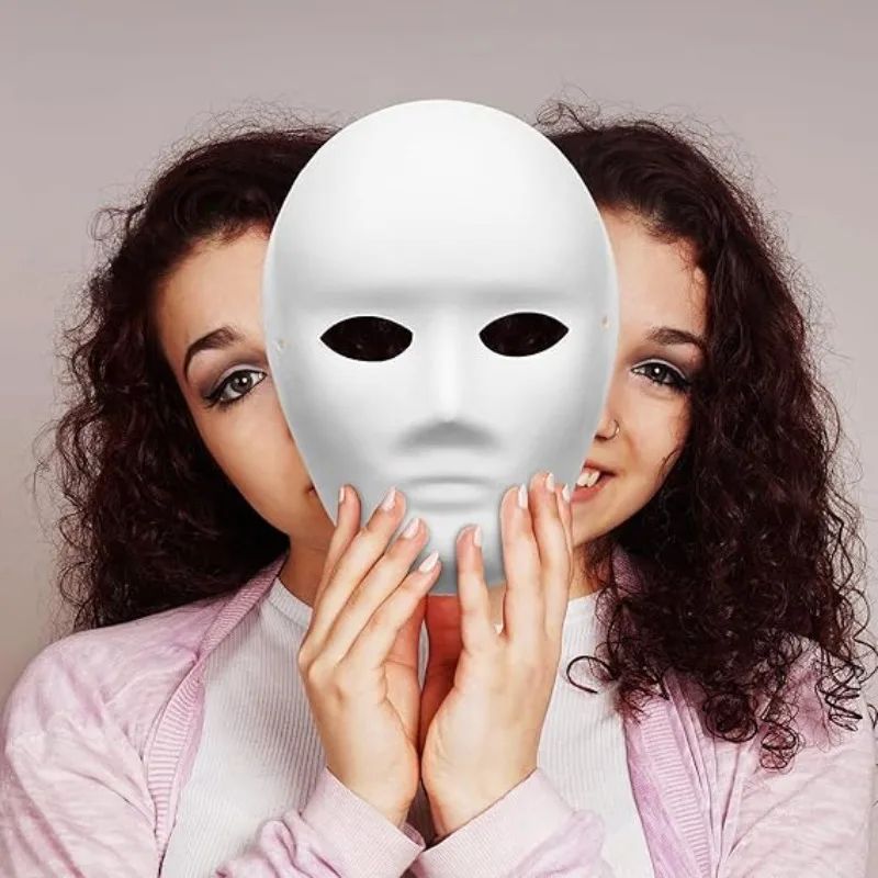 1/8pcs DIY White Masks Halloween Paper Mache Full Face Paintable Cosplay Craft Party Supplies Unisex Face Cover Costume Prop