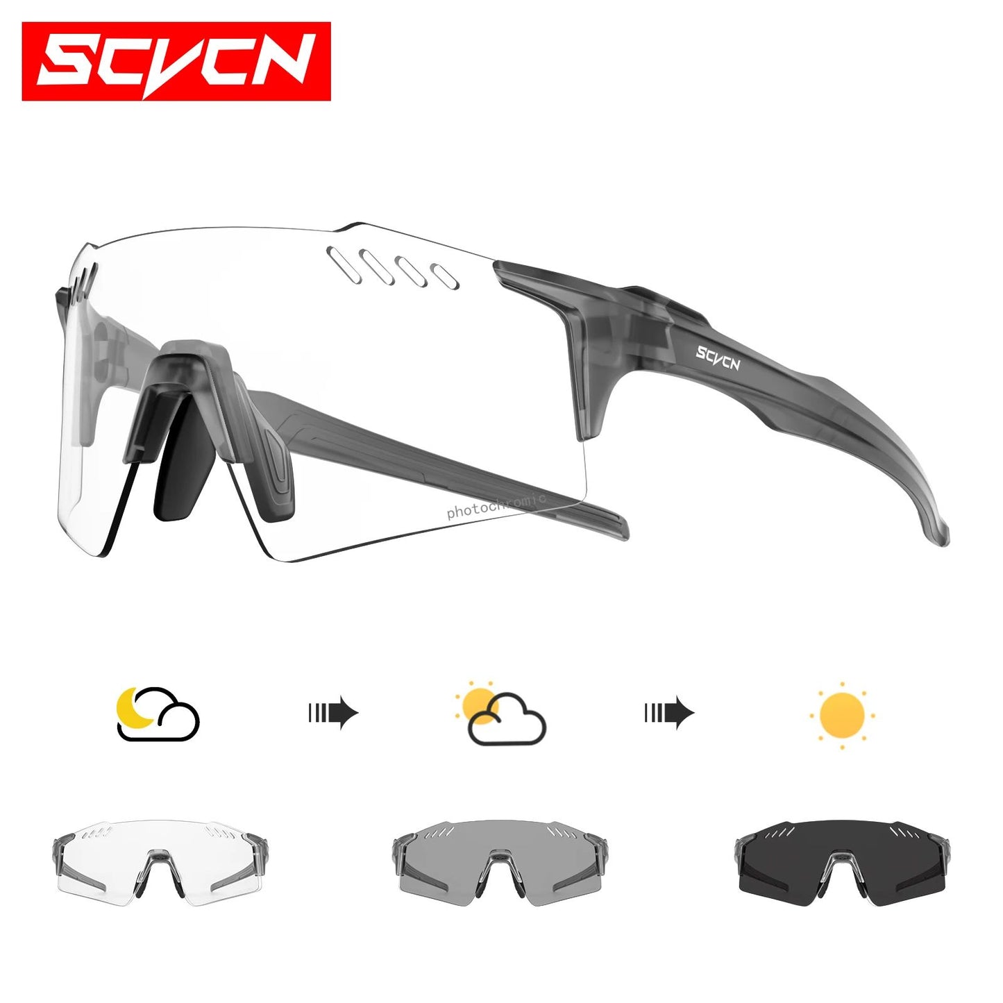 SCVCN Outdoor Photochromic Sunglasses Sports Bike Cycling Glasses Man MTB Climbing Glasses Eyewear Women Driving Bicycle Goggles