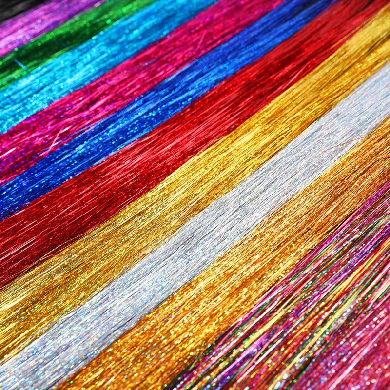 Hair Tinsel Kit With Tool 4200 strands Fairy Tinsel Hair Extensions 12 Color Sparkling Shiny Heat Resistant Highlights Glitter