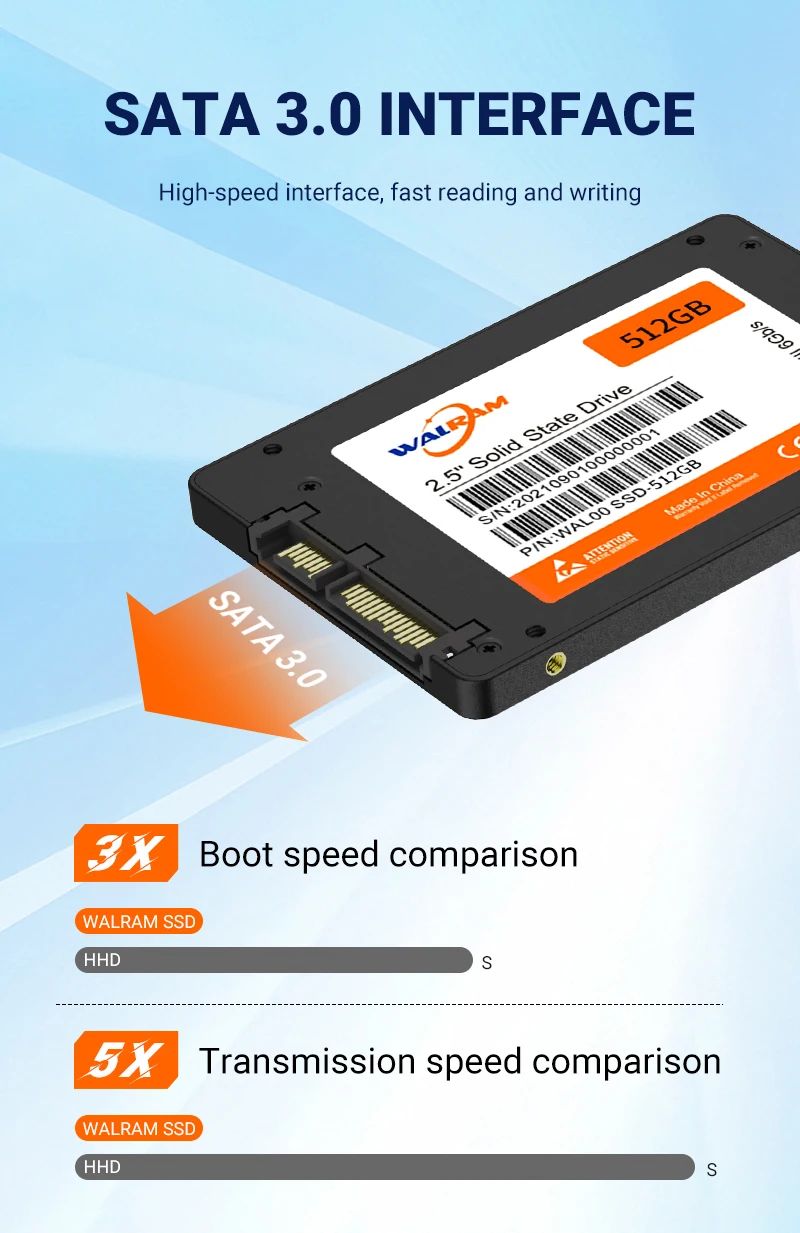 SSD Walram 2.5 SATA 3 120GB 128GB 240GB 256GB Disco Rígido 1TB 512GB 480GB SATA3 Unidade de Estado Sólido 1 TB HDD Para Notebook PC Desktop