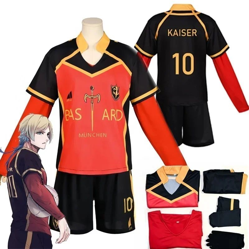 Anime Michael Kaiser Cosplay Costume Red Uniform Team Bastard Munchen Alexis Ness Cosplay Football Soccer Clothing
