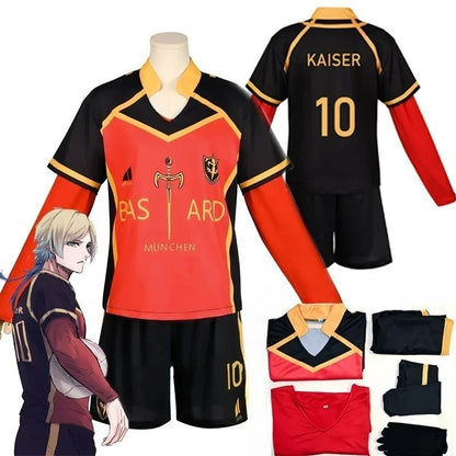 Anime Michael Kaiser Cosplay Costume Red Uniform Team Bastard Munchen Alexis Ness Cosplay Football Soccer Clothing