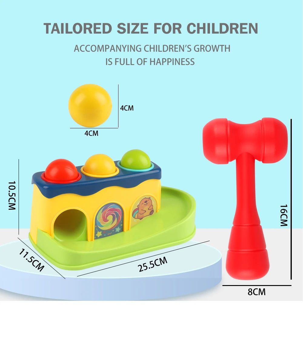 Engaging Pop-Up Hammer Toy for Babies Educational Stacking Balls Game Toys Gifts for Children's Preschool Fun for Boys Girls