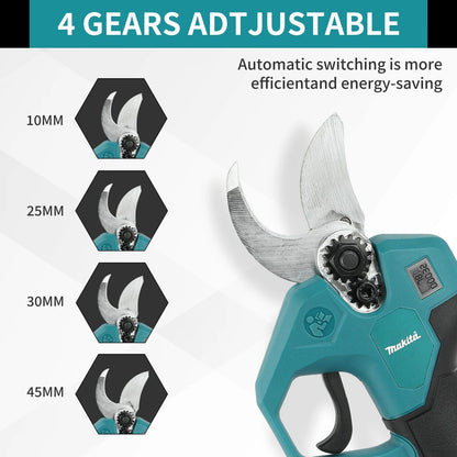 Tesoura de Poda Elétrica a Bateria Makita 18V sem Escovas 45mm Cortador de Galhos 1500W de Alta Potência para Jardim Tesoura de Poda de Árvores Bateria de Íons de Lítio