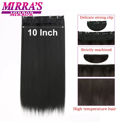 16 Presilhas em Apliques de Cabelo 60cm de Comprimento Liso Penteado Sintético Loiro Preto Perucas Resistente ao Calor Cabelo Falso 6Pçs/Conjunto
