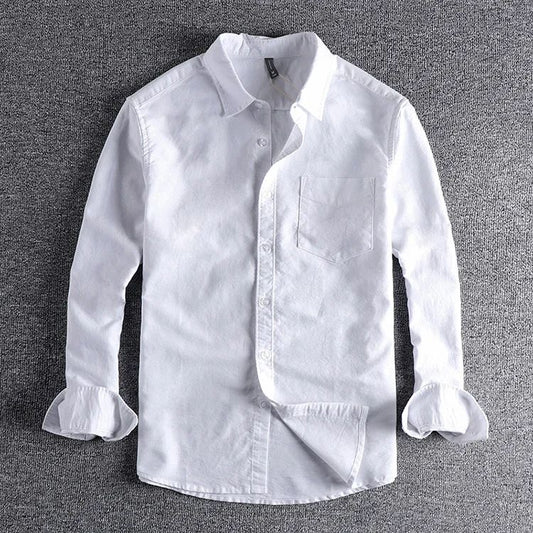 Basic Minimalist Men Shirt Jacket Pure Cotton Washed Oxford Military Light Casual Work Safari Style Shirts Mens Tops Shirt