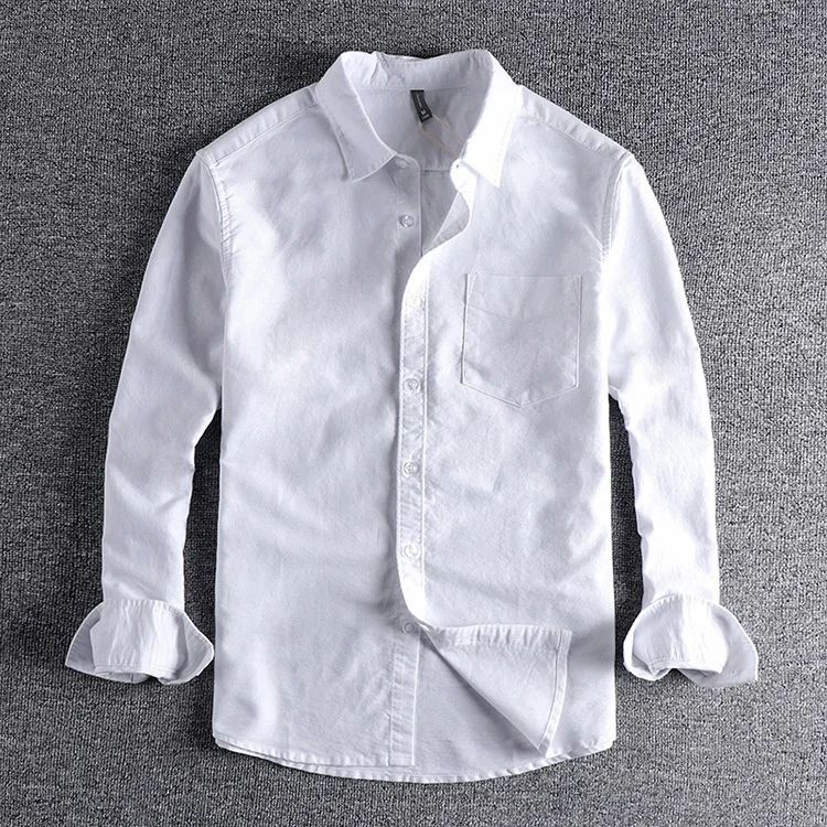 Basic Minimalist Men Shirt Jacket Pure Cotton Washed Oxford Military Light Casual Work Safari Style Shirts Mens Tops Shirt