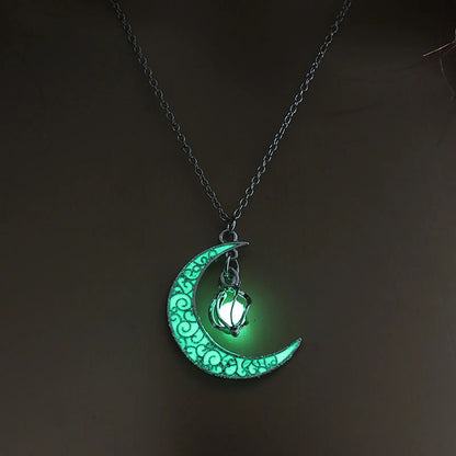 Colar com Pingente de Lua Luminosa para Meninas Adolescentes Colar Gargantilha Brilha no Escuro Joias Presentes ????????