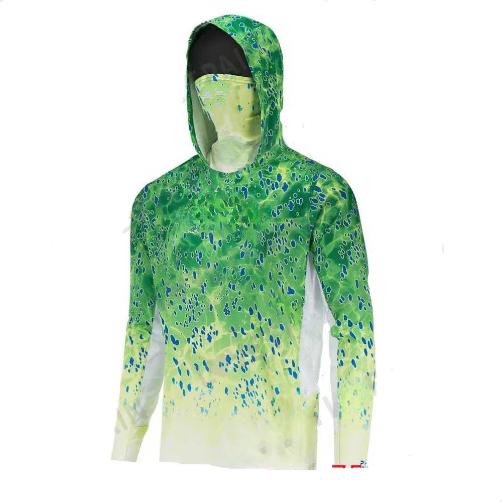 Camisas de Pesca Infantis FPS 50+ Camisa de Pesca de Manga Longa com Máscara de Gola Protetora Touca Mantenha a Cabeça e o Rosto Aquecidos Caminhadas ao Ar Livre Corridas
