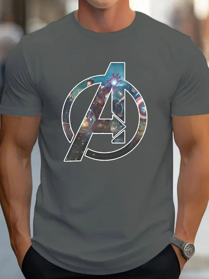 Marvel Tshirt Disney Graphic - Soft Cotton Blend Round Neck Short Sleeve Printed Letter Pattern Casual Summer Top for Men
