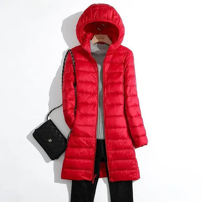 Plus Size 5xl 6xl 7xl Fall Women's Autumn Winter Ultra Lightweight Packable Long Puffer Jacket Female Hooded Korean Slim Coat