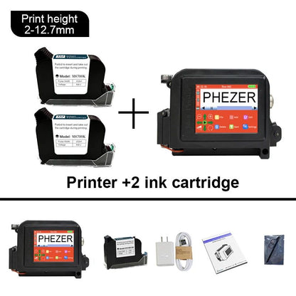 Phezer 30 Languages 12.7/25.4mm PC11Plus Mini Printer Portable Printer QR Bar Code Date Logo Expiry Date Handheld Inkjet Printer