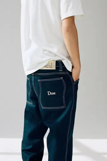 Calça Jeans Masculina Dime Baggy Reta Larga Casual Streetwear Skate Calça Jeans Lavada Comprida Curta Estilo Hip Hop