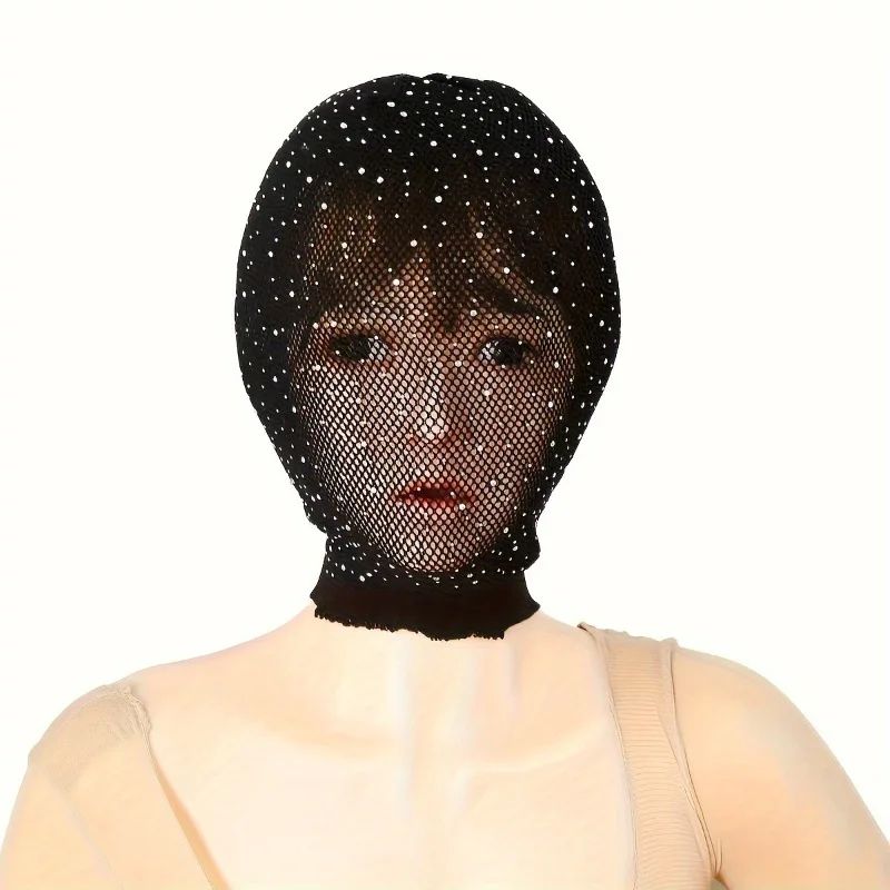 Sexy Transparent Mesh Ultra Thin Perspective Clothing Fishing Net Hollow Vest Headscarf Hood Cosplay Party