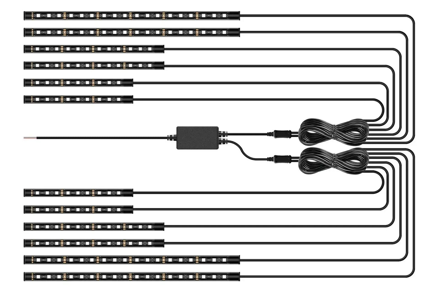 Barra de Luz Decorativa para Moto 12V com Controle Flexível e à Prova D'água, 12 LEDs RGB, Controle por Aplicativo, Luz Ambiente para Carro e Moto