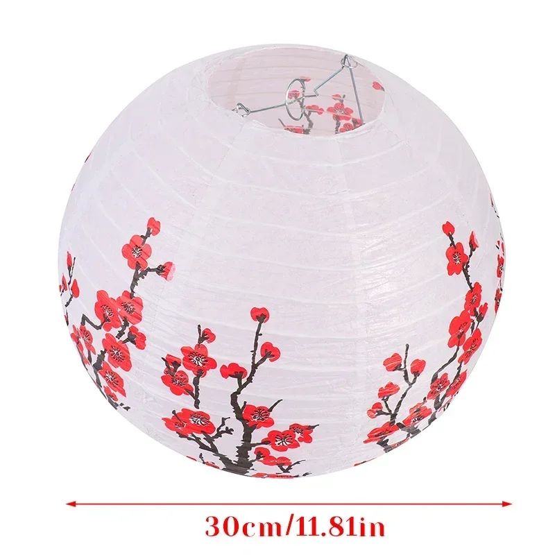 30CM Japanese Style Wedding Birthday Party Decoration Mid Autumn Festival Handheld Lantern Printed Flower Round Chinese Lantern