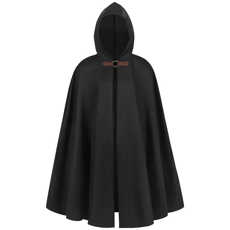 Adult Unisex Short Renaissance Hooded Cape Velvet Archer Hunter Cloak Victorian Capelet Medieval Hobbit Halloween Costume