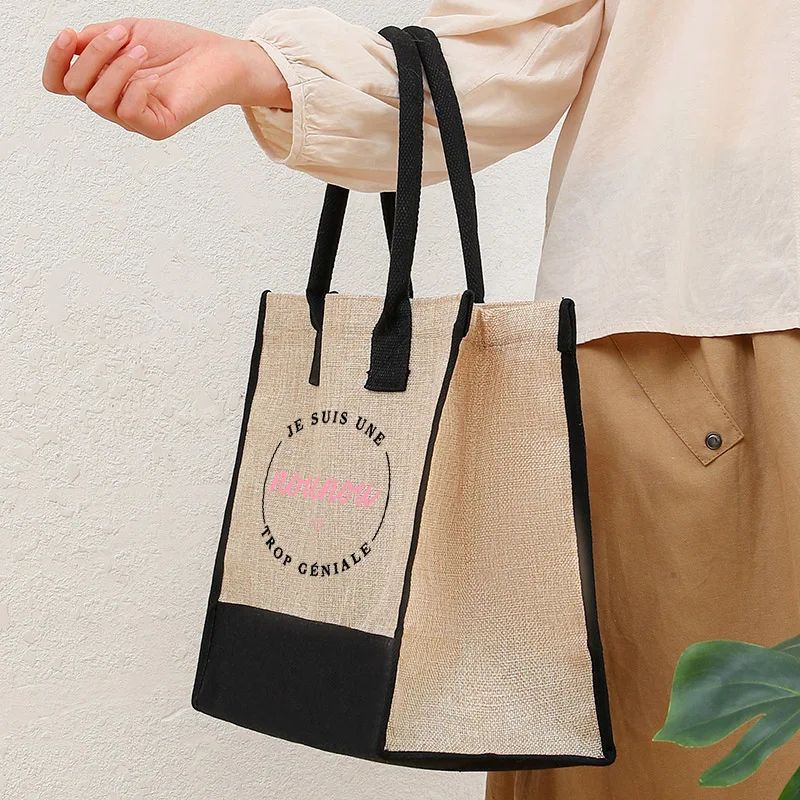 Text Printing Series Tote Bags Handbag Women's Beach Bags Reusable Large Capacity Shopping Bag for Lady