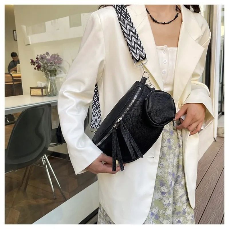 Luxury Genuine Leather Woman Chest Bag High Quality Cow Leather Women's Crossbody Bag With Small Purse Female Handbags Waist Bag