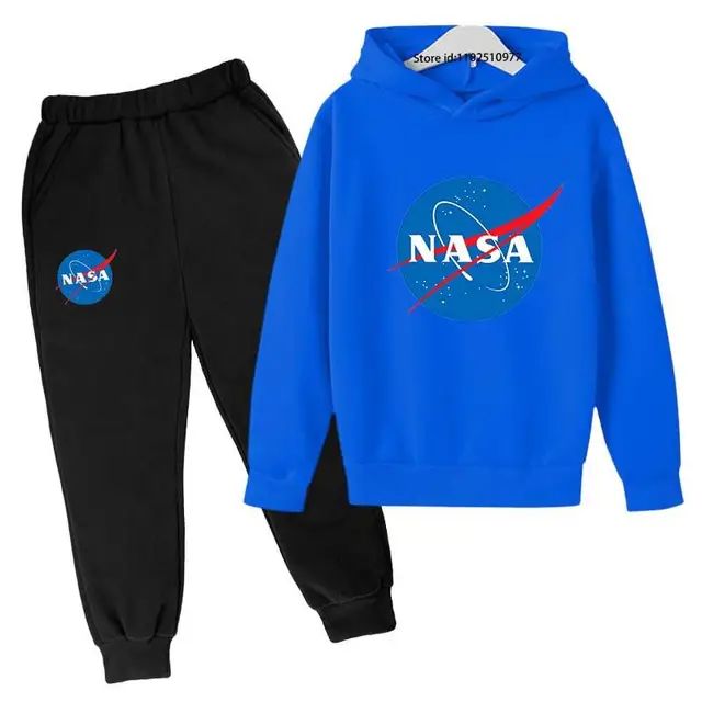 Kids NASA Fashion Casual Spring Autumn 2pcs Hoodie+jogging Pants Tracksuits 3-13 Years Boys Girls Trend Outfits Children Clothes