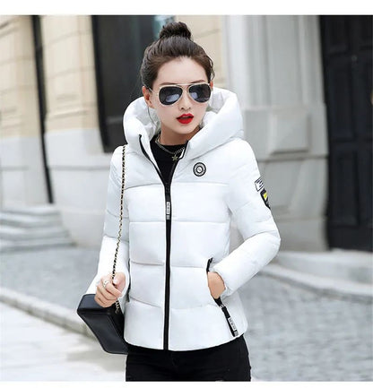 2025 New Winter Parkas Women Jacket Hooded Thick Warm Short Jacket Cotton Padded Parka Basic Coat Female Outerwear 5XL