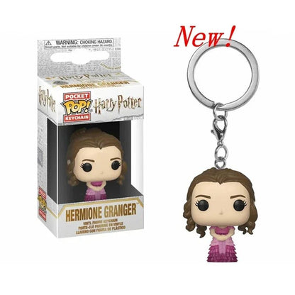 2025 Novo Chaveiro FUNKO Harry com Caixa Ginny Ron Fawkes Hedwig Hermione Pocket Boneco de Ação de Vinil Brinquedos Presentes Decoração