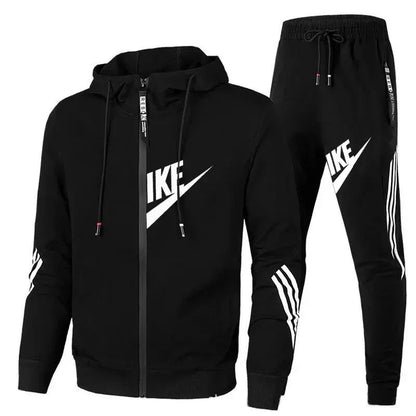 2025 New Autumn Men's Outdoor Jogging Casual Sport Pants + Sport Shirt Two-piece Set, Men's Daily Street Fashion Outfit