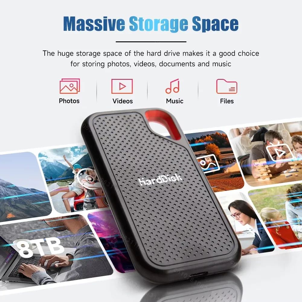 HD Externo 4TB Portátil SSD de Alta Velocidade Unidade de Estado Sólido 256TB Grande Capacidade Dispositivo de Armazenamento para Laptops/Mac