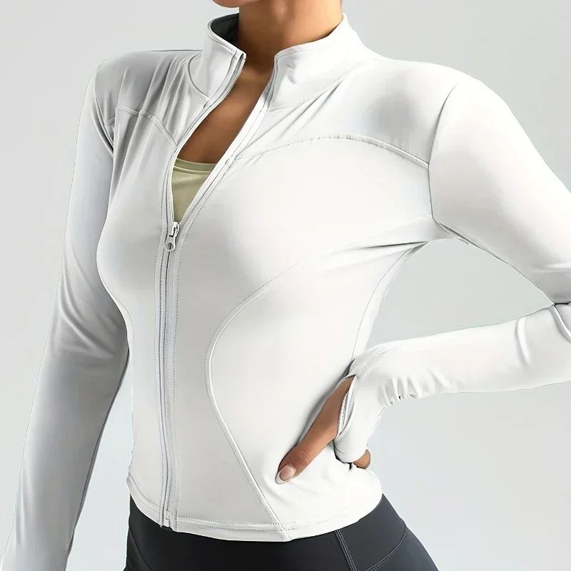 S-3XL New Style Workout Jacket Women Seamless Sports Outerwear Yoga Running Coat Stretchy Zip Up Gym Wear Slim Fit Breathable