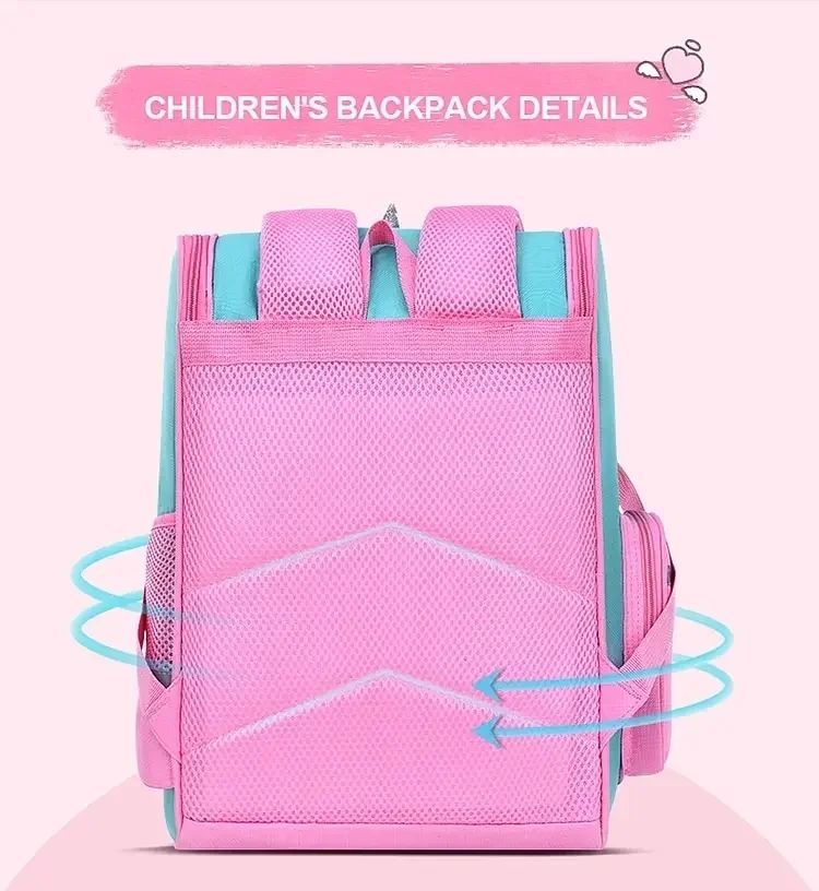 Mochila Escolar Infantil Meninas Ensino Fundamental 1º ao 6º Ano 6-12 Anos de Idade Fofa Leve Impermeável